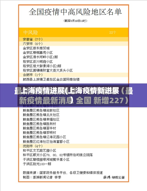 上海疫情进展(上海疫情新进展)