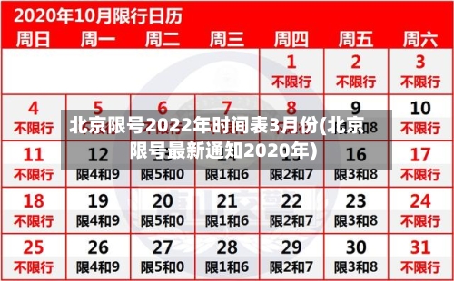 北京限号2022年时间表3月份(北京限号最新通知2020年)