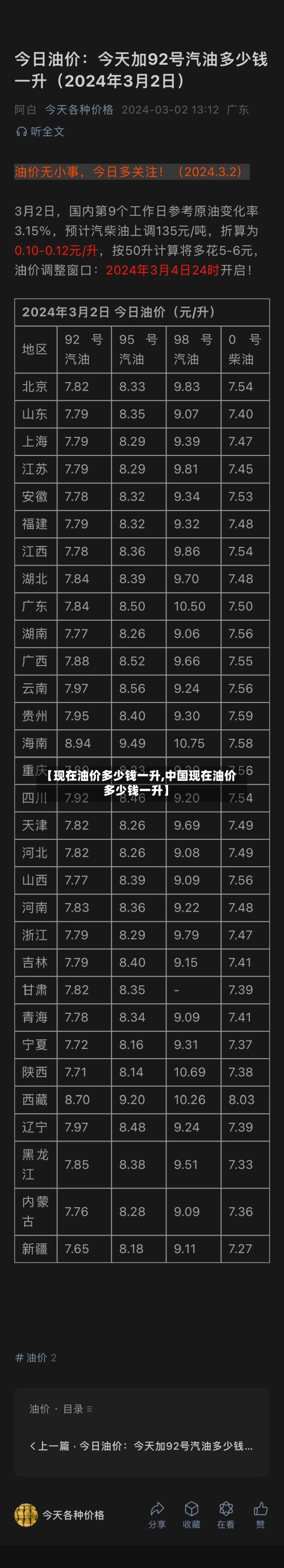 【现在油价多少钱一升,中国现在油价多少钱一升】-第2张图片