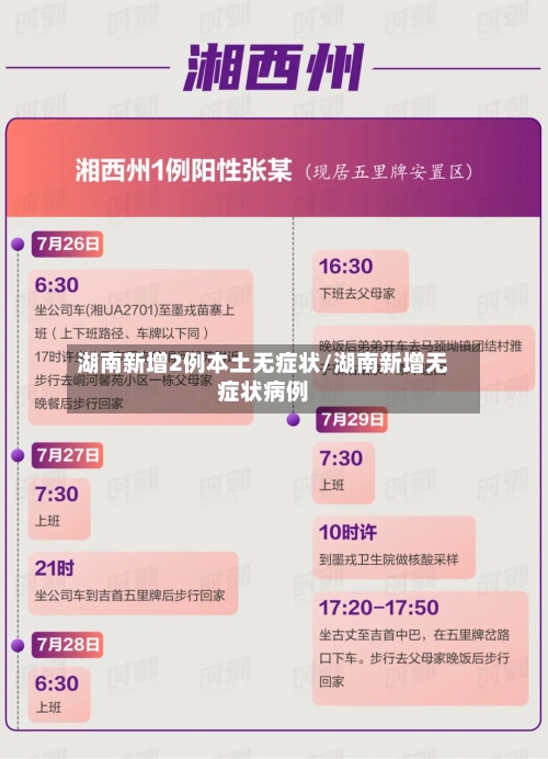 湖南新增2例本土无症状/湖南新增无症状病例