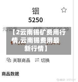 【2云南锡矿费用行情,云南锡费用最新行情】-第3张图片