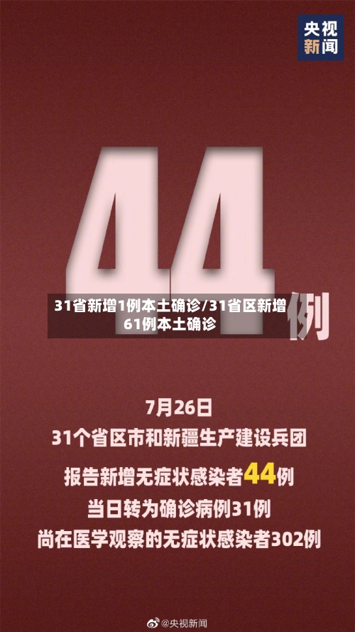 31省新增1例本土确诊/31省区新增61例本土确诊