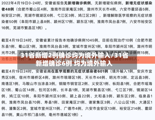 31省新增2例确诊均为境外输入/31省新增确诊6例 均为境外输入-第2张图片