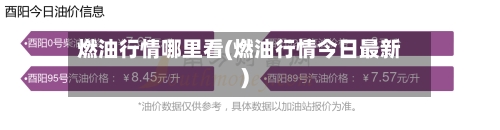 燃油行情哪里看(燃油行情今日最新)