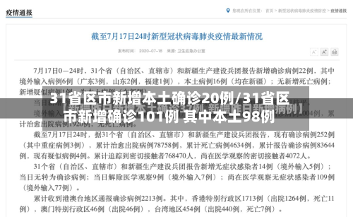 31省区市新增本土确诊20例/31省区市新增确诊101例 其中本土98例-第2张图片