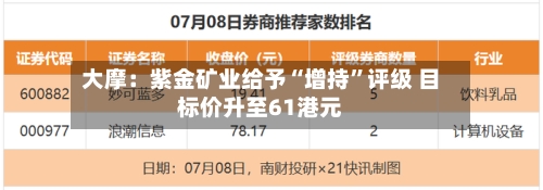 大摩：紫金矿业给予“增持	”评级 目标价升至61港元-第1张图片