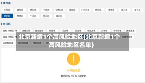 北京新增1个高风险地区(北京新增1个高风险地区名单)