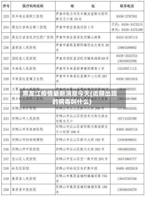 黑龙江疫情最新消息今天(近期出现的病毒叫什么)-第2张图片