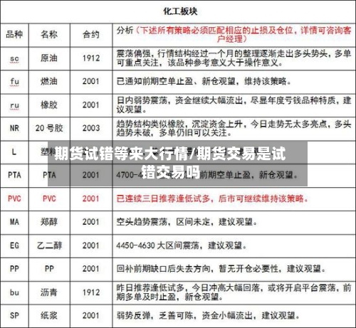 期货试错等来大行情/期货交易是试错交易吗