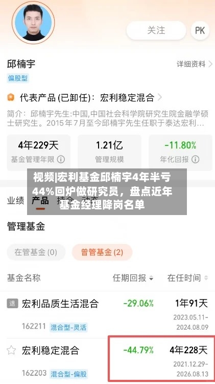 视频|宏利基金邱楠宇4年半亏44%回炉做研究员，盘点近年基金经理降岗名单-第2张图片