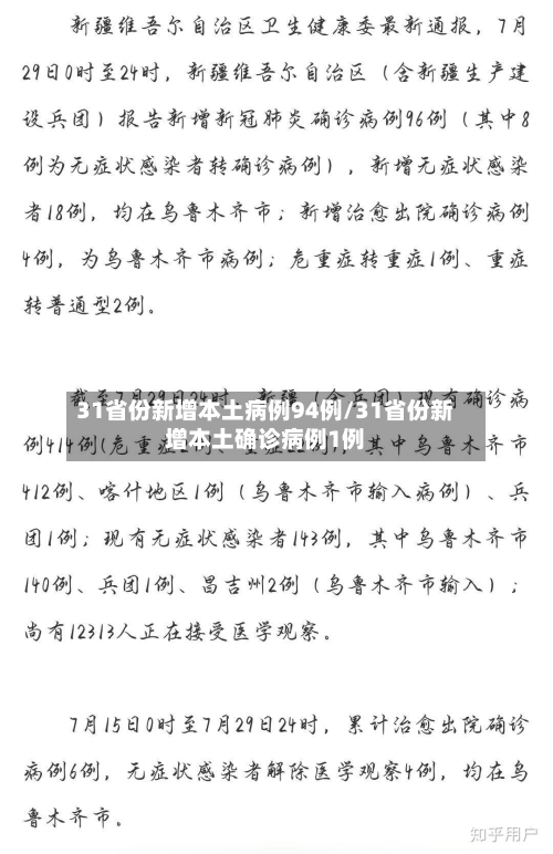 31省份新增本土病例94例/31省份新增本土确诊病例1例-第3张图片