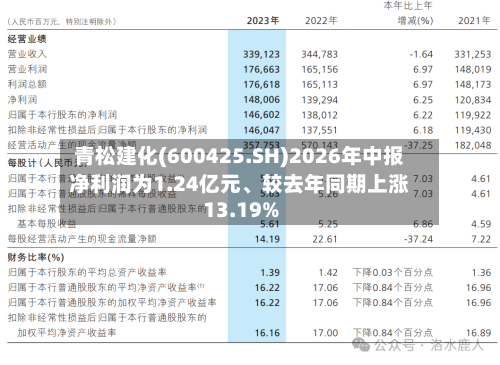 青松建化(600425.SH)2026年中报净利润为1.24亿元	、较去年同期上涨13.19%-第2张图片