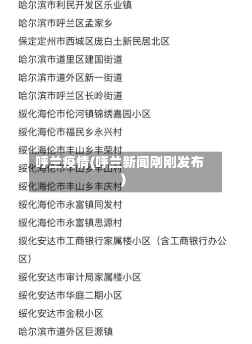 呼兰疫情(呼兰新闻刚刚发布)-第2张图片