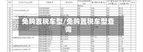 免购置税车型/免购置税车型查询