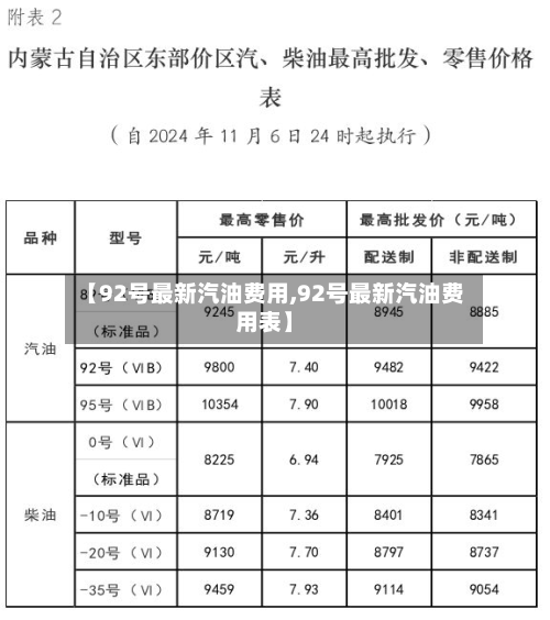 【92号最新汽油费用,92号最新汽油费用表】