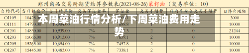 本周菜油行情分析/下周菜油费用走势